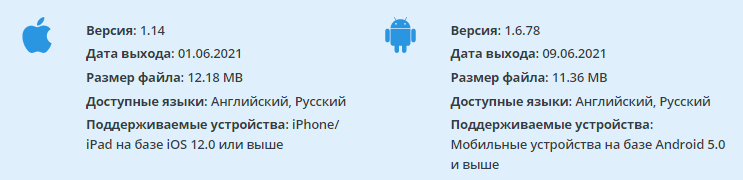 версия мобильного приложения