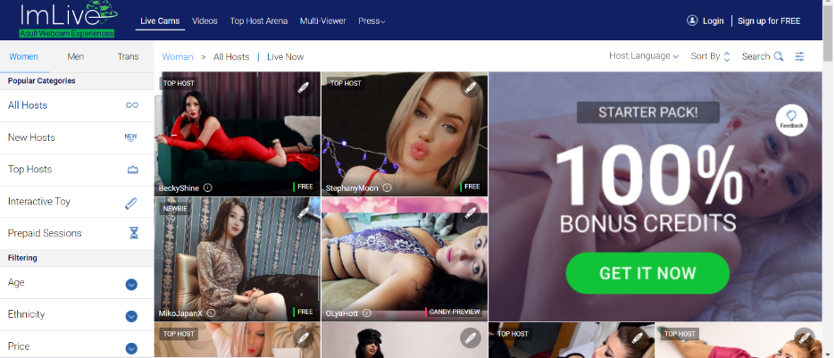 Imlive 1 кредит = 1 доллар