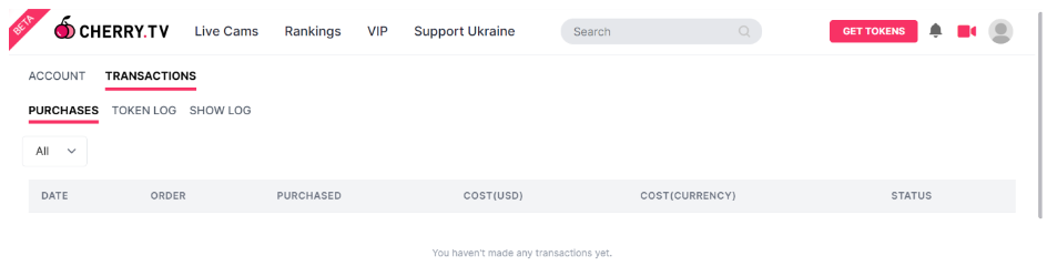 Cherry tv Transactions статистика
