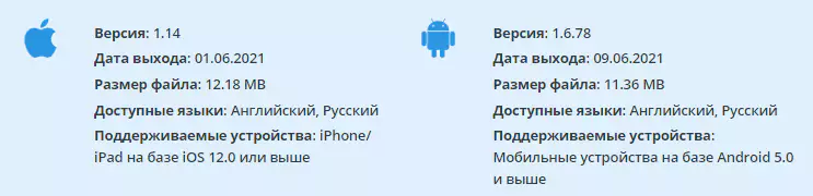версия мобильного приложения