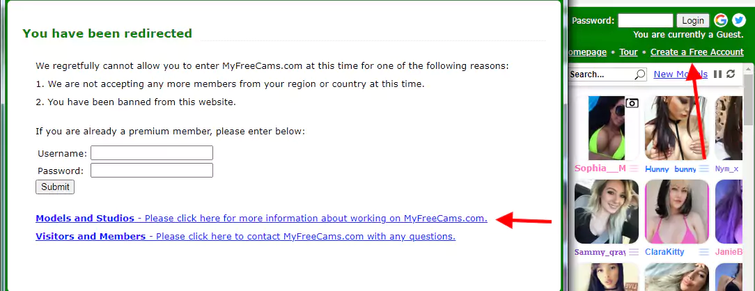 Регистрация модели на Myfreecams
