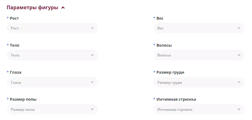 Заполнение параметров фигуры