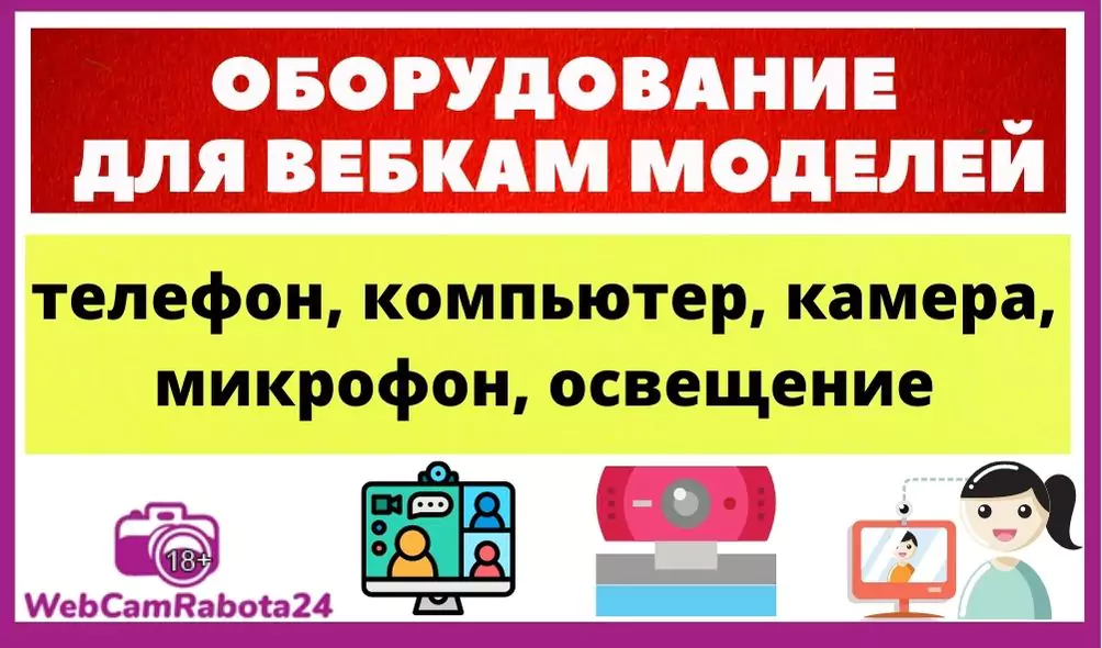 оборудование для вебкам моделей - камера, освещение, компьютер, телефон