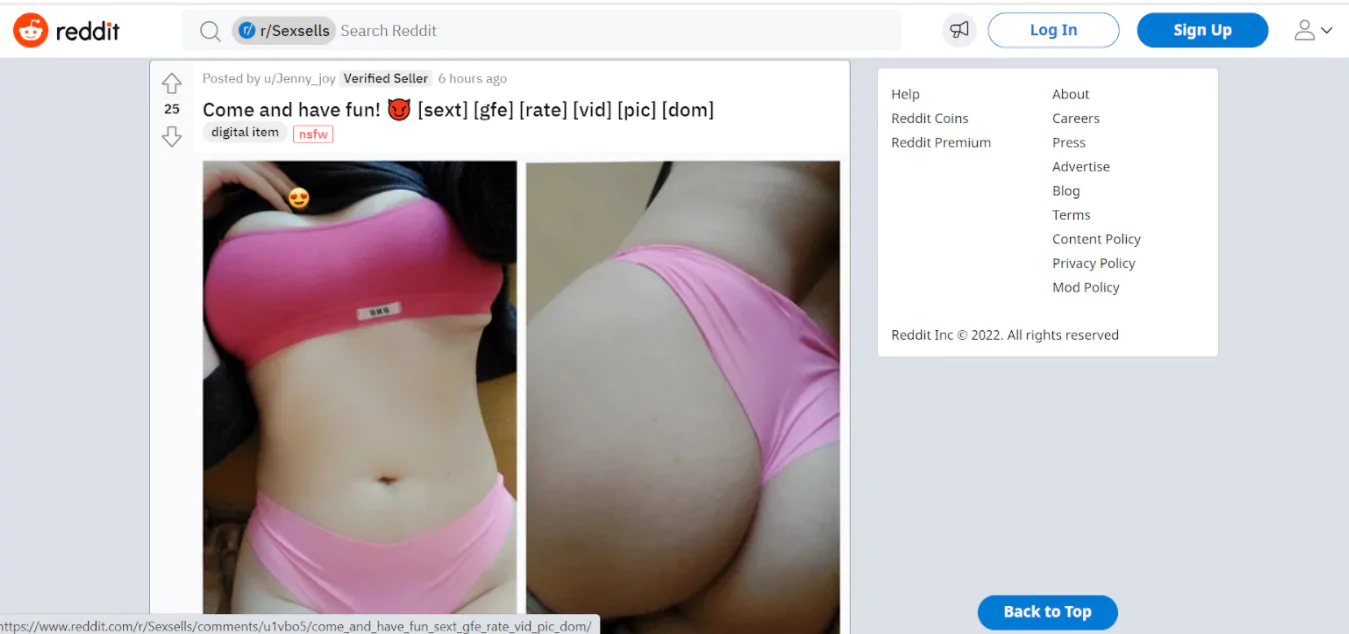 реклама девушки на Reddit, раскрутка